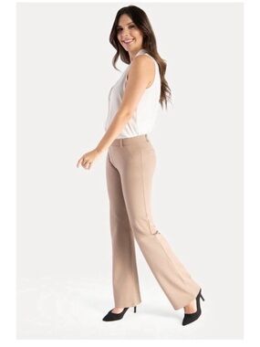 Betabrand Beige Boot-Cut Workw Pants